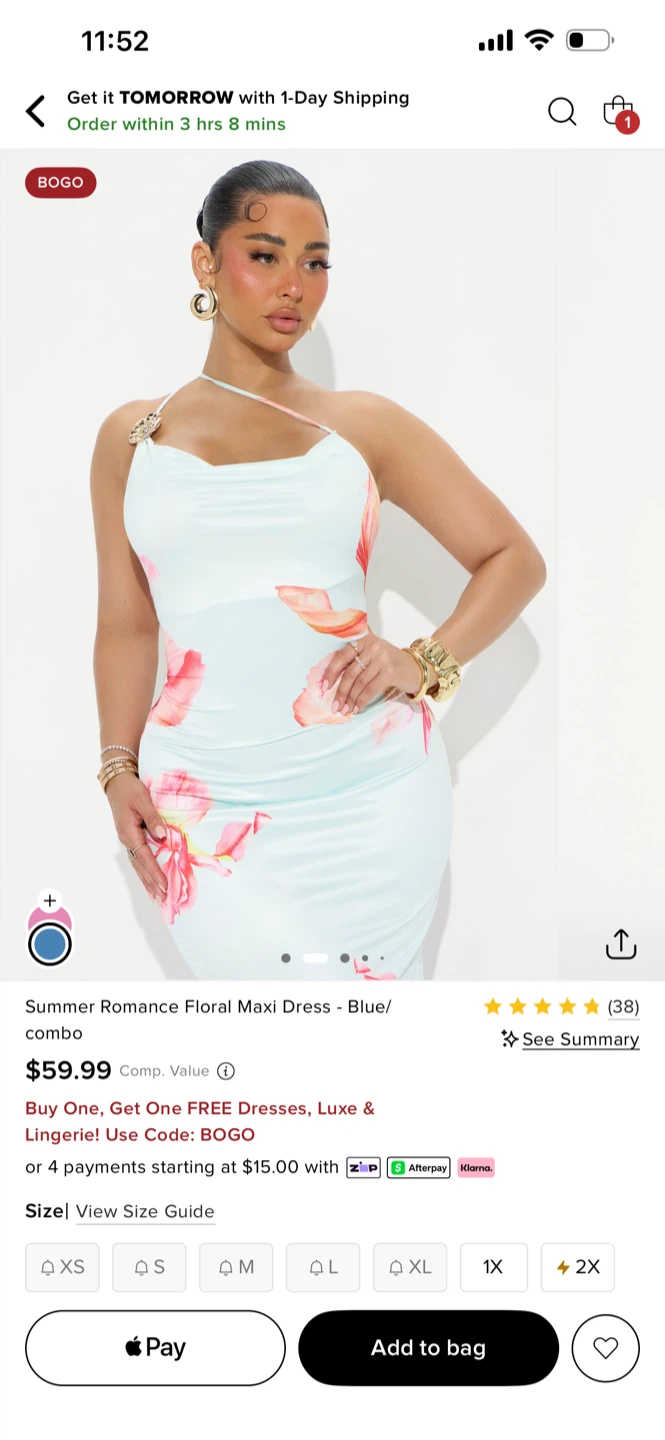 Fashion Nova Summer Romance Floral Maxi Dress Blue/Combo