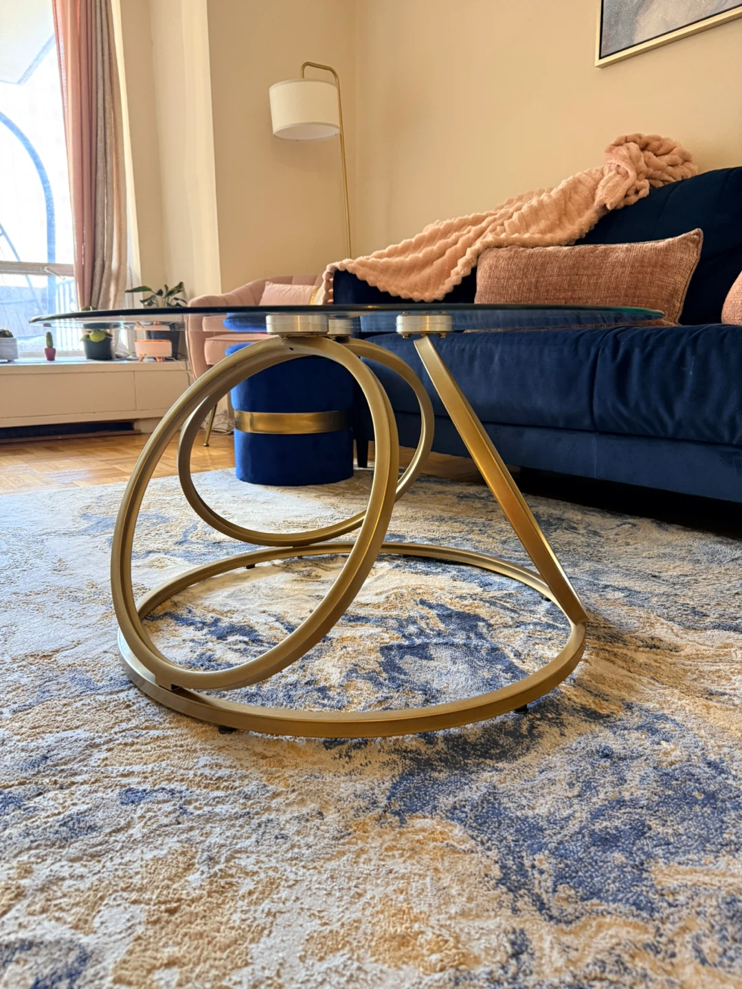 Glass Top Coffee Table with Gold Base - photo 3