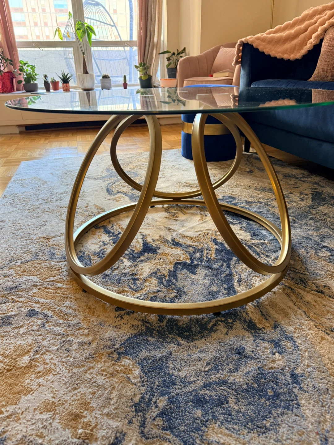 Glass Top Coffee Table with Gold Base - photo 2