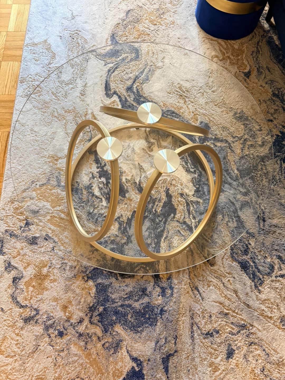 Glass Top Coffee Table with Gold Base