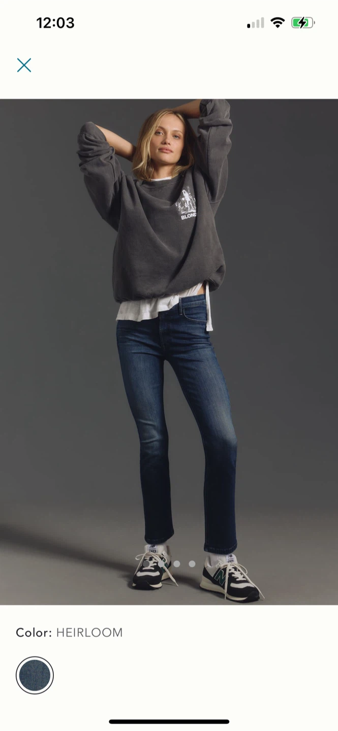 BNWT MOTHER Dazzler Ankle Mid rise straight leg jeans 25P