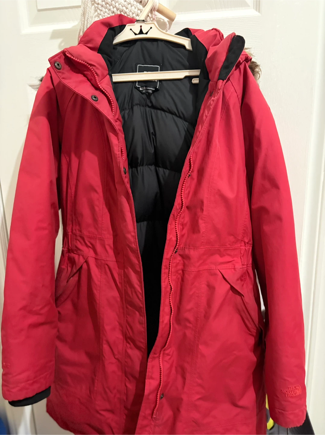 The North Face Red Parka Jacket with Fur Hood