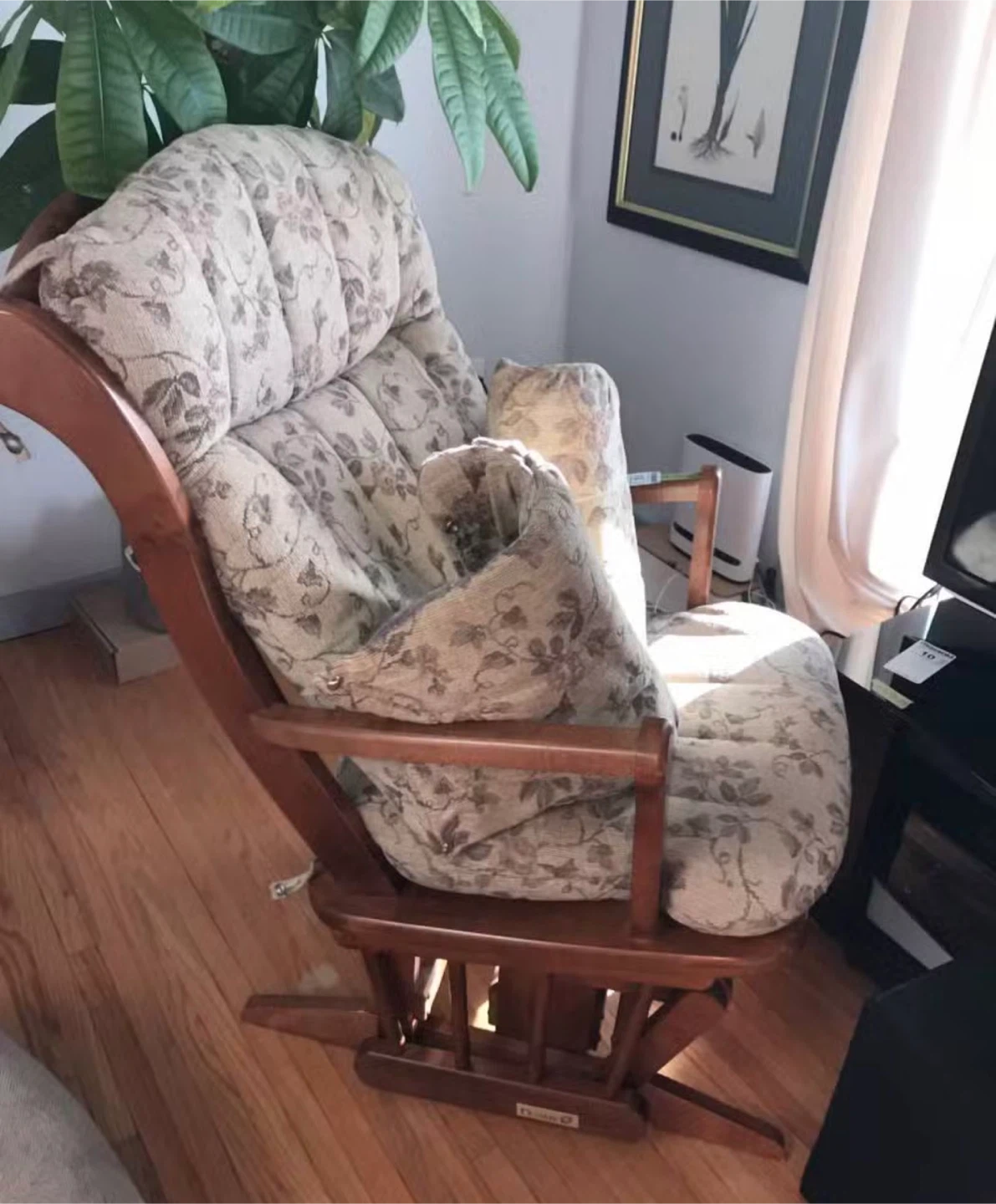 Glider Rocking Chair with Floral Print Cushions - photo 2