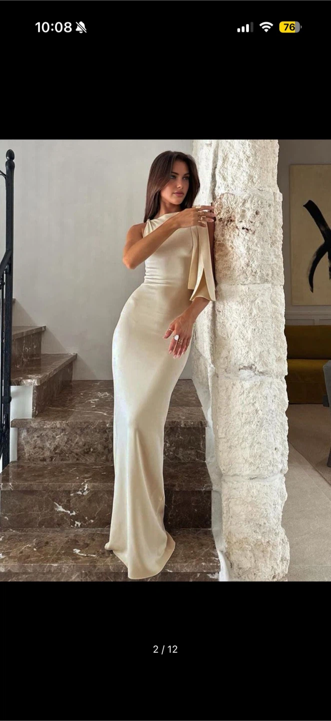 Cream Silk Maxi Dress