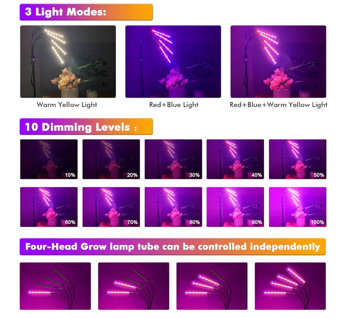 LED Plant Grow Lights for Indoor Growing with Adjustable Stand - photo 2