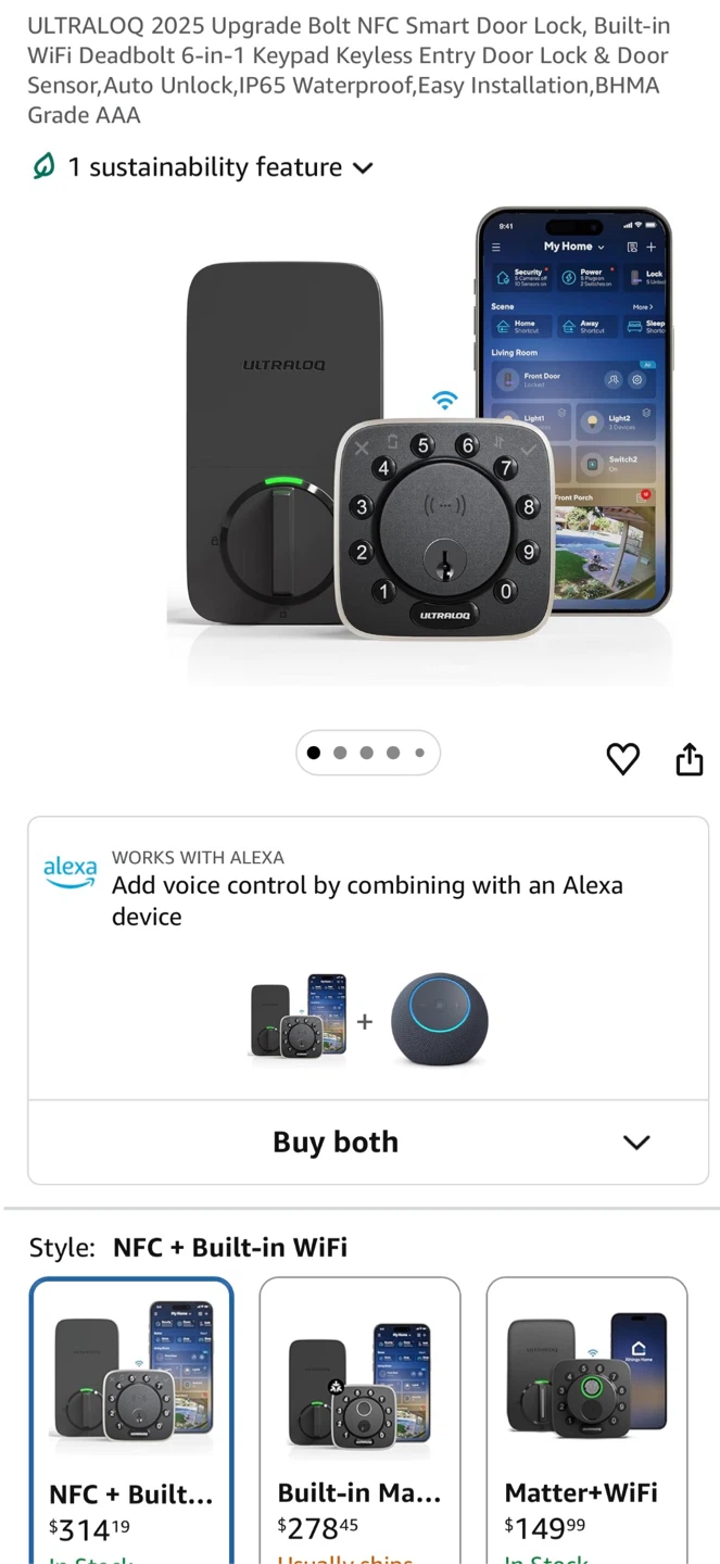 ULTRALOQ Smart Door Lock - NFC & Built-in WiFi