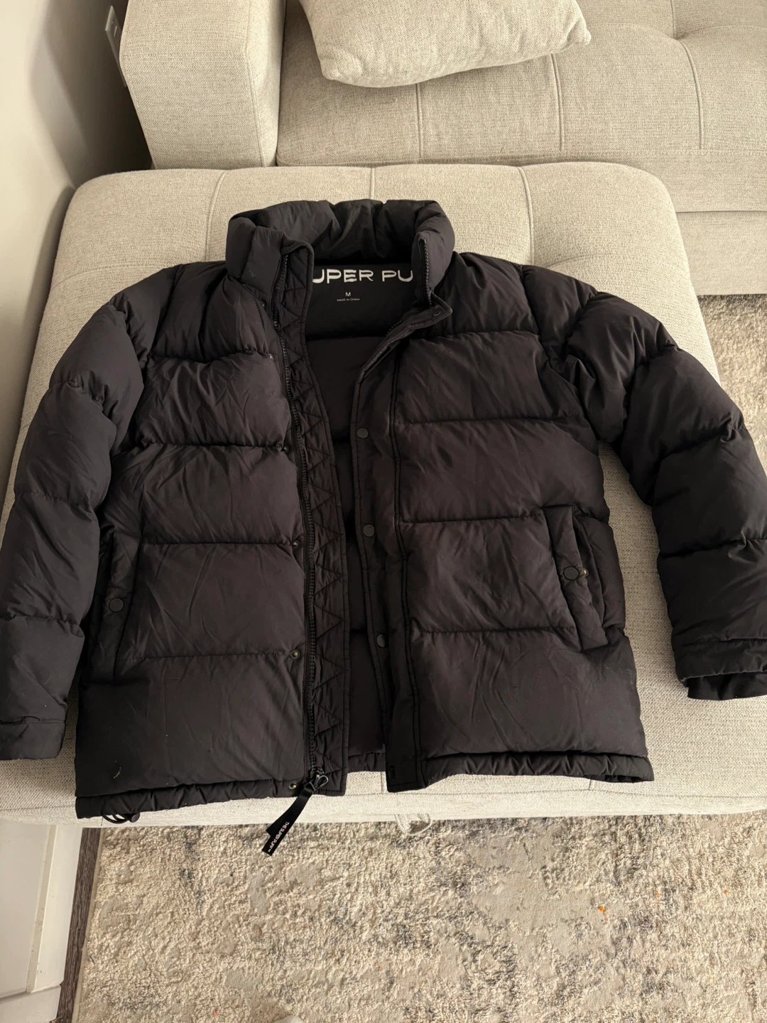 Super Puff Down Puffer Jacket - Black, Size M