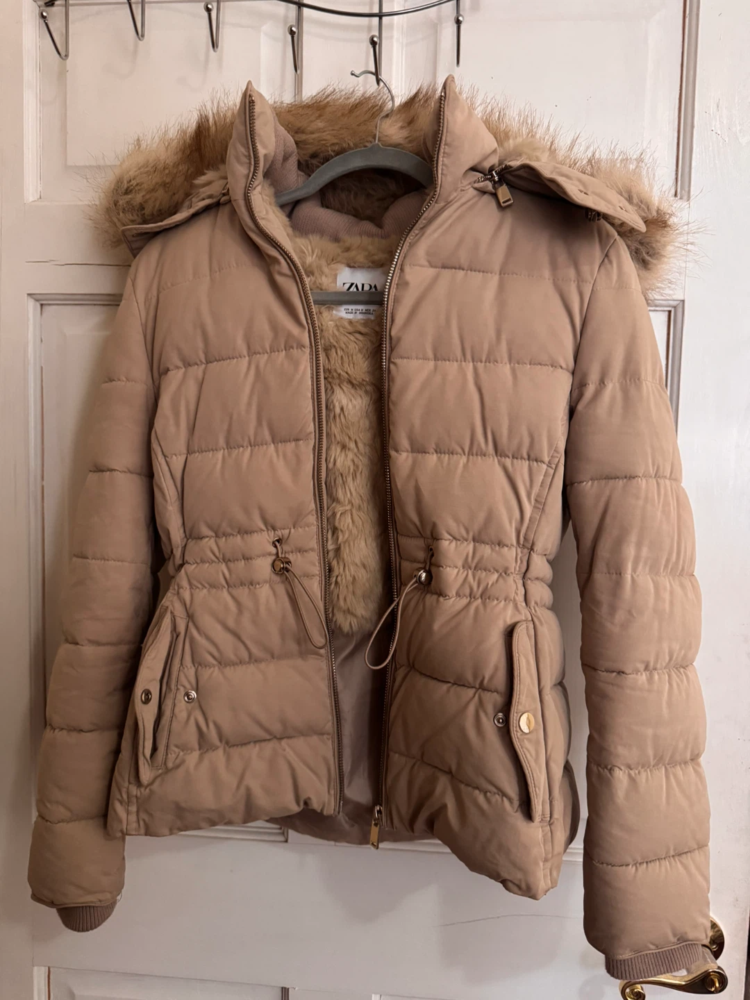 Zara Puffer Jacket with Faux Fur Hood - Size M - photo 3