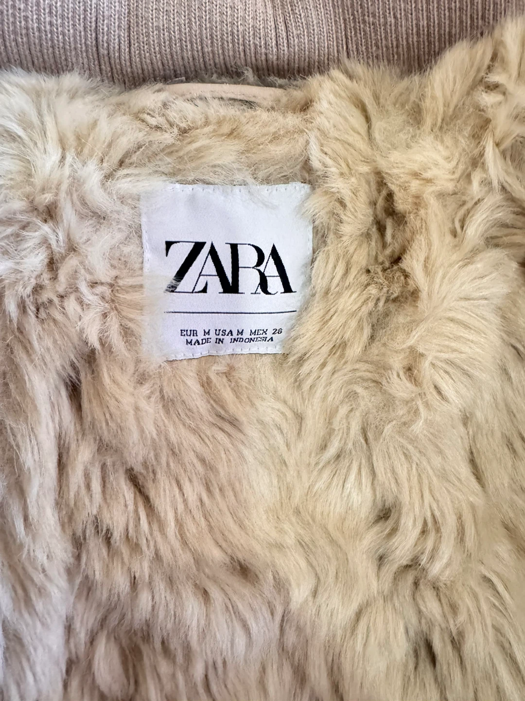 Zara Puffer Jacket with Faux Fur Hood - Size M