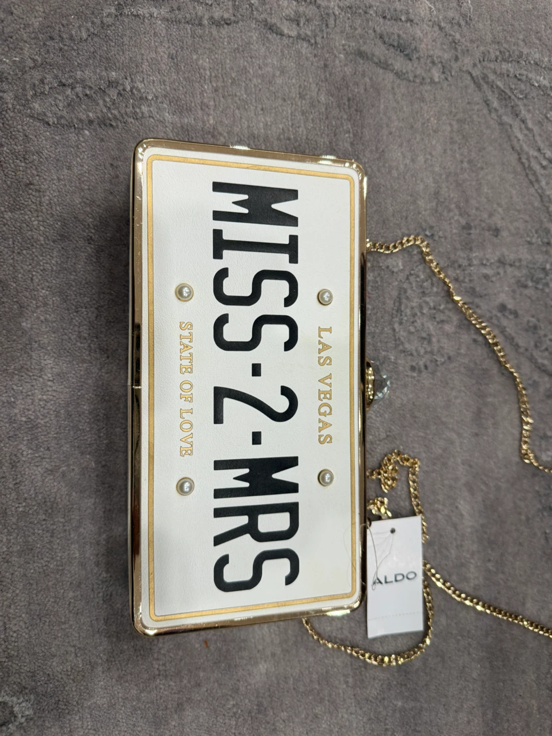 ALDO Clutch "Miss-2-Mrs" License Plate Evening Bag - photo 4