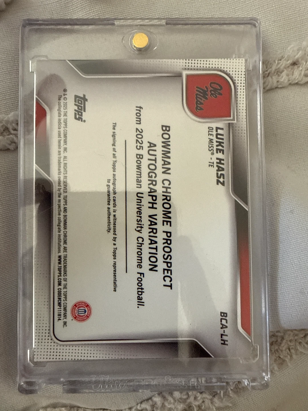 Luke Hasz 2025 Bowman Chrome Prospect Autograph Variation Card - photo 2