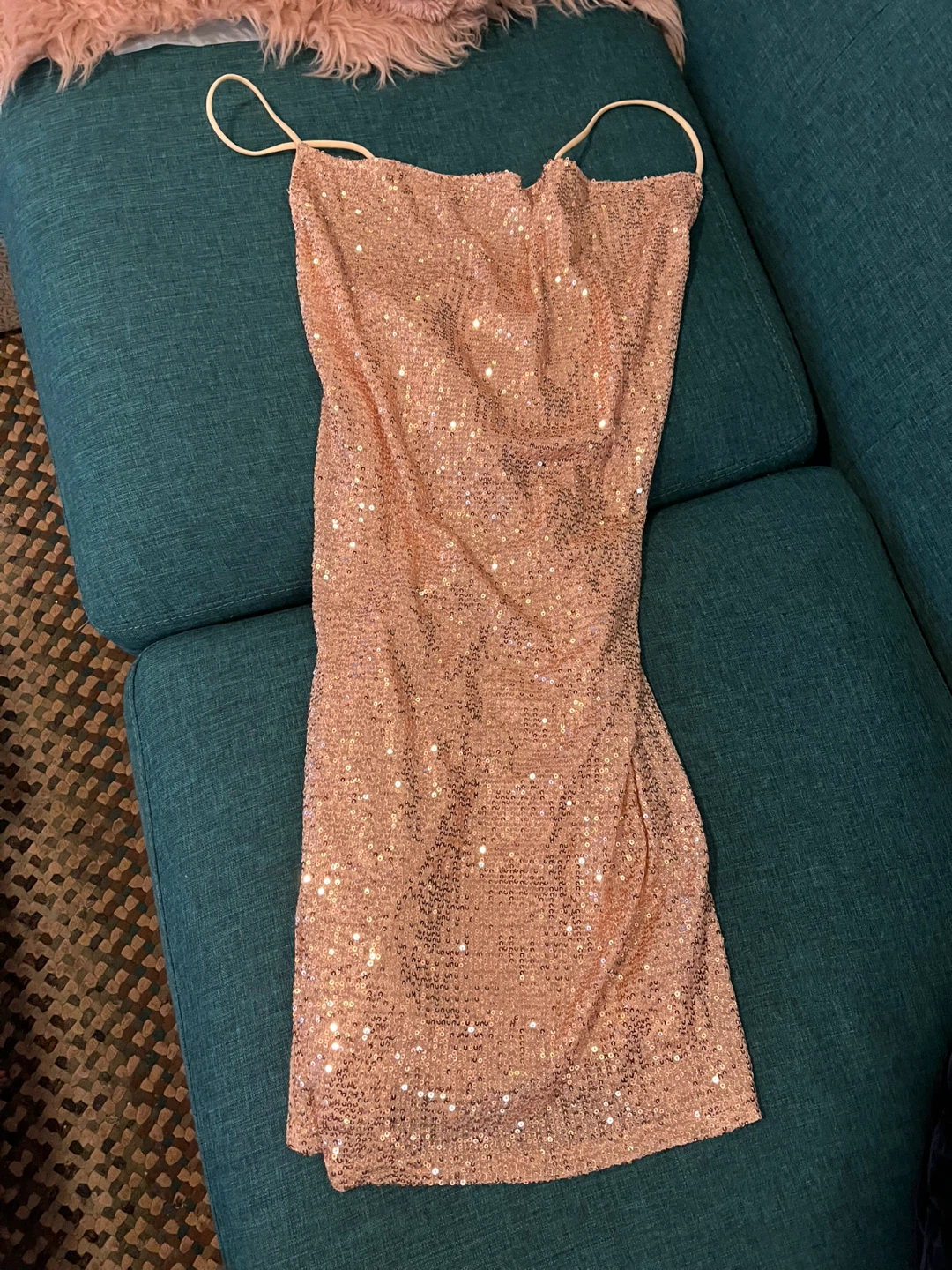 Sequin Disco Dress + metallic gold scarf - photo 4