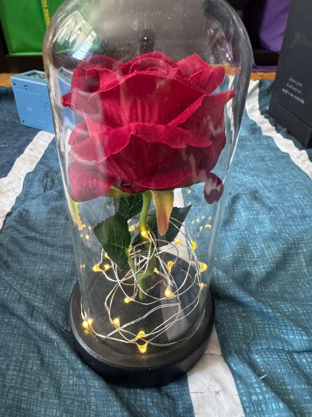 Red Rose Dome with LED Lights