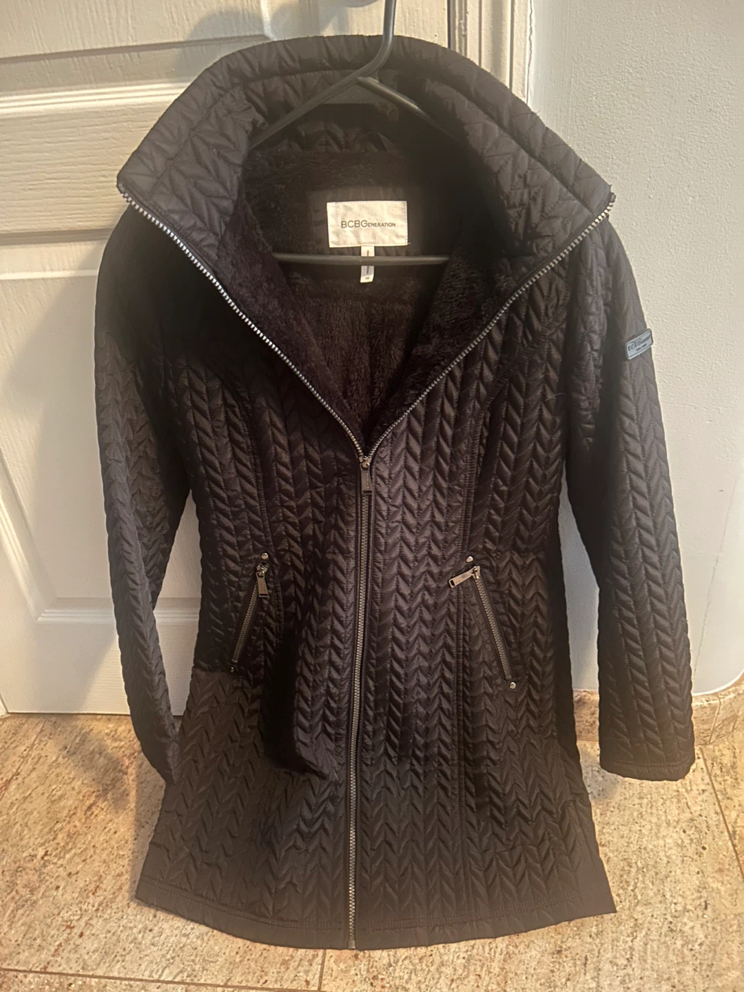 BCBGMAXAZRIA Quilted Faux Fur Lined Jacket