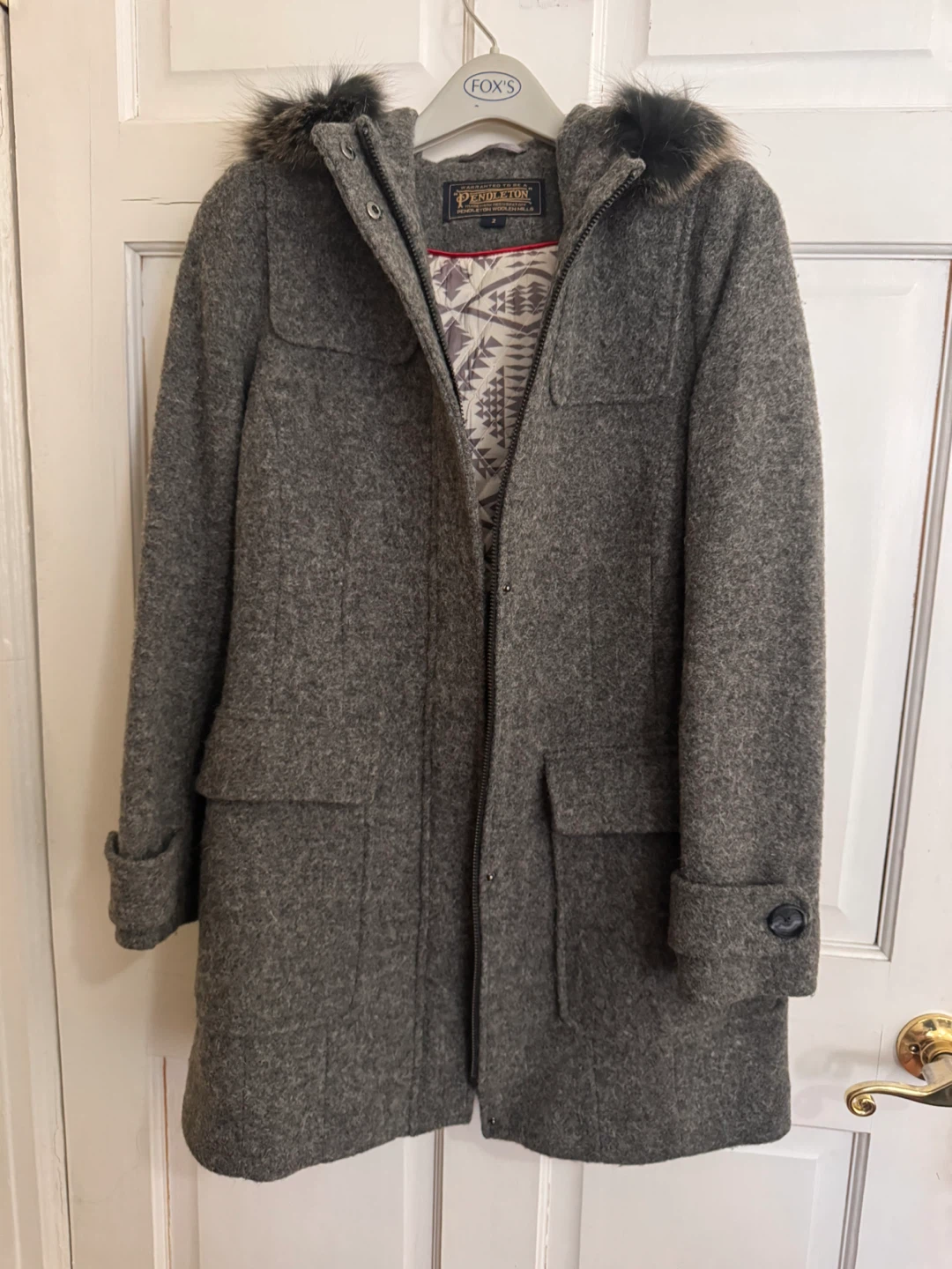 Pendleton Wool Coat with Fur Trim Hood - Size 2 - photo 2