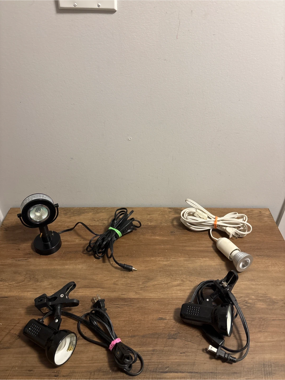 Set of 3 Black Clip-On and Spot Lamps with Extra Light