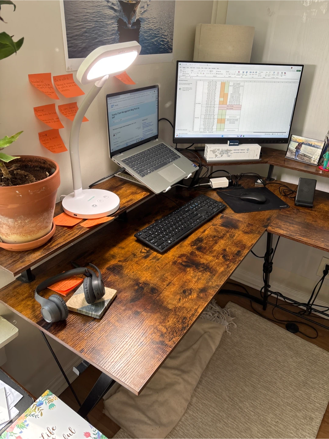 L-Shaped Desk for Corner with Built-in Power Strip - photo 2