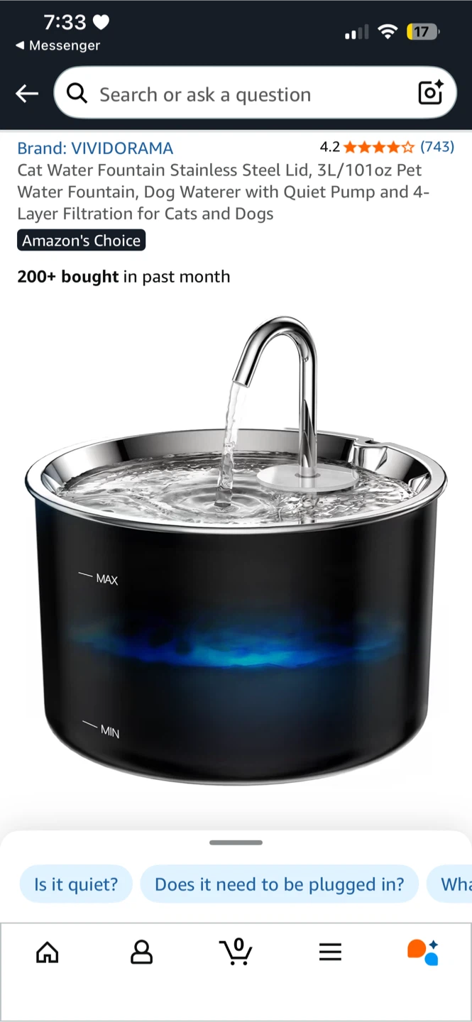NEW Cat Water Fountain 3L