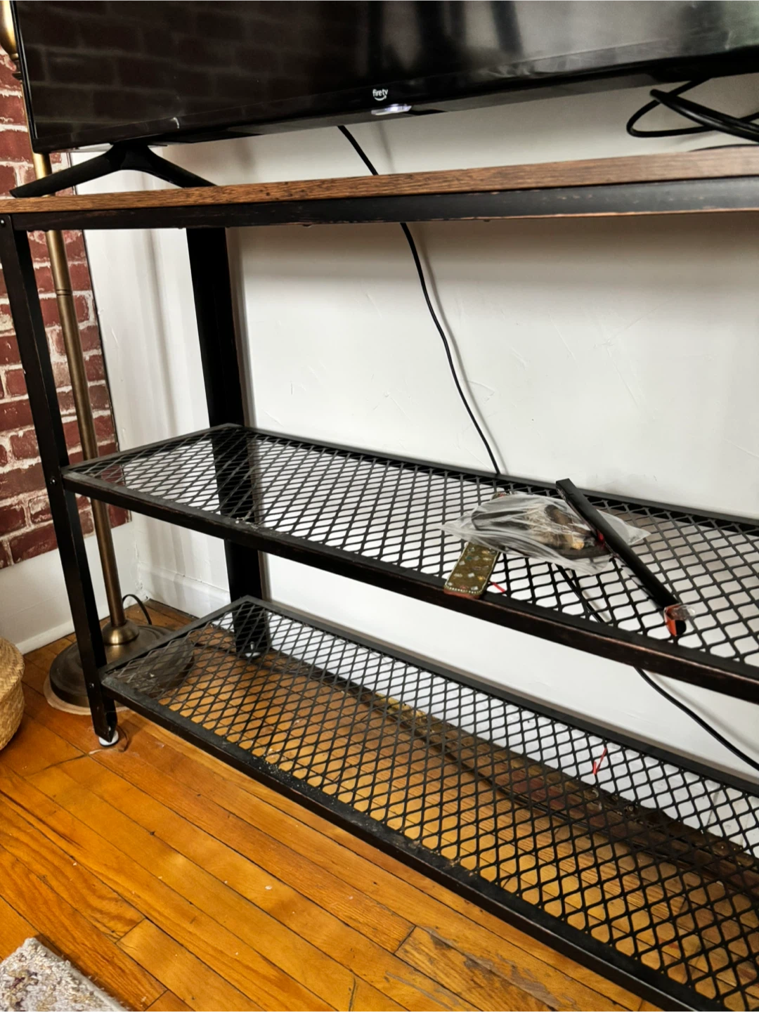 Industrial Style TV Stand with Shelves - photo 2