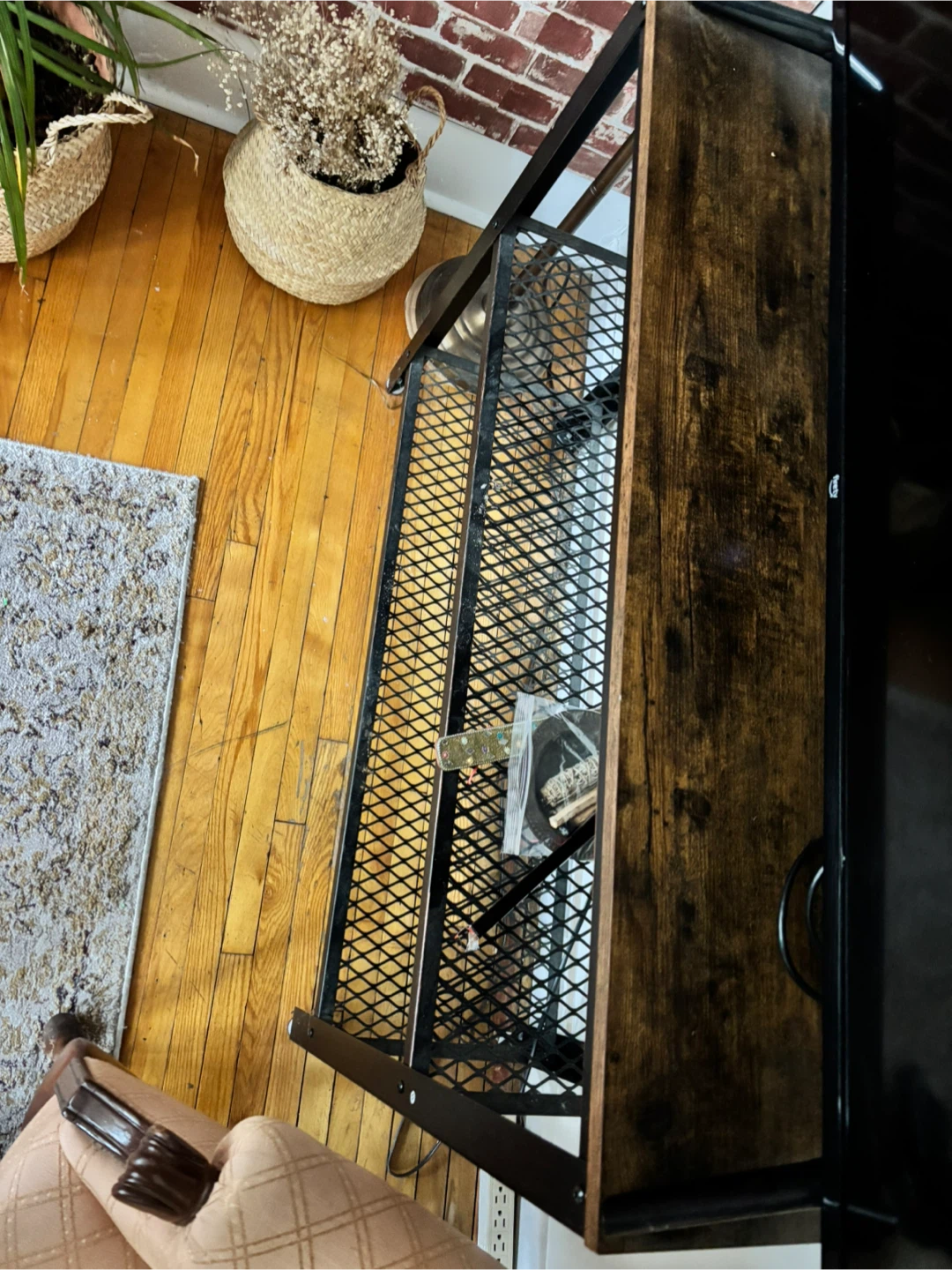 Industrial Style TV Stand with Shelves - photo 3