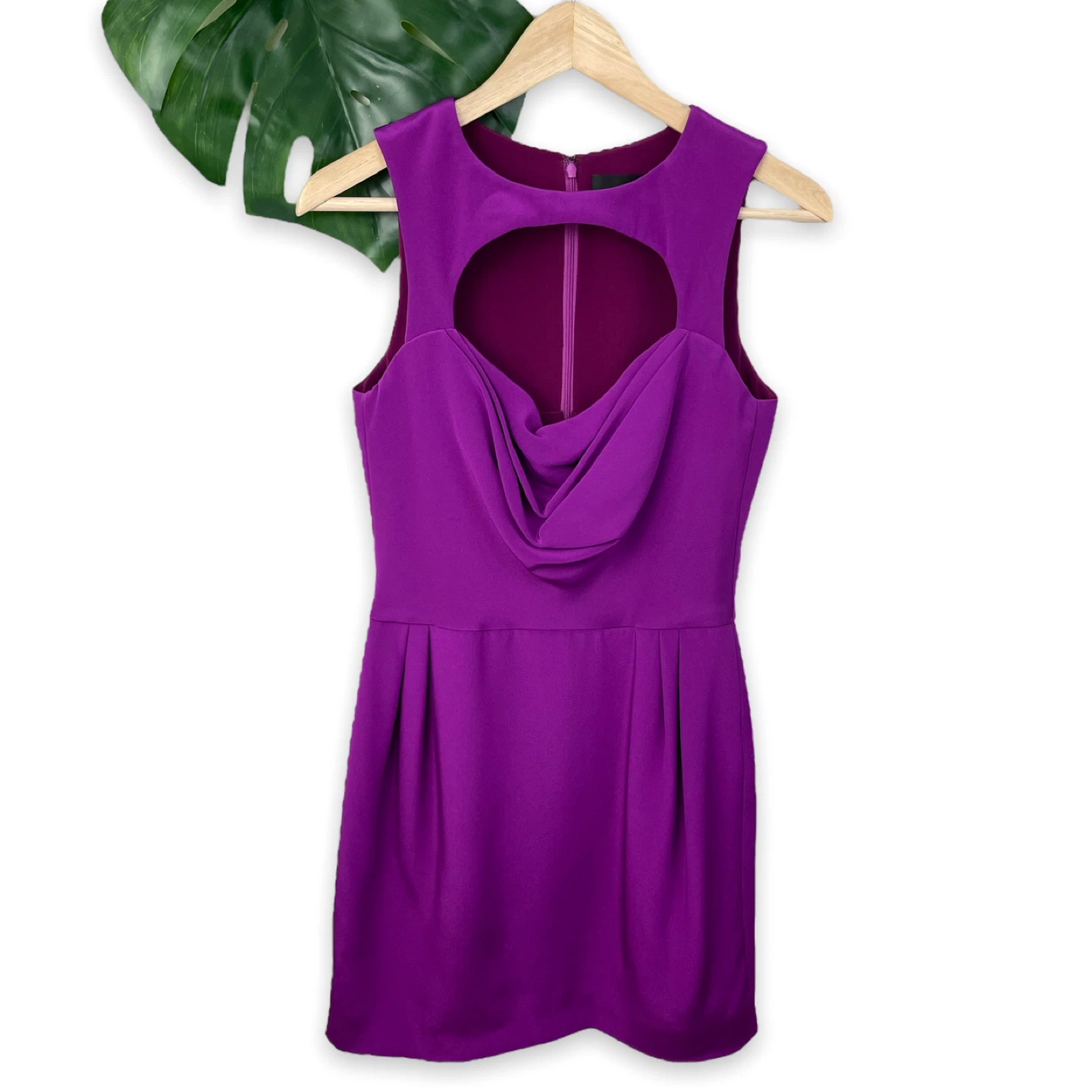 CUSHNIE ET OCHS Draped Silk Cutout Dress in Royal Purple - photo 3