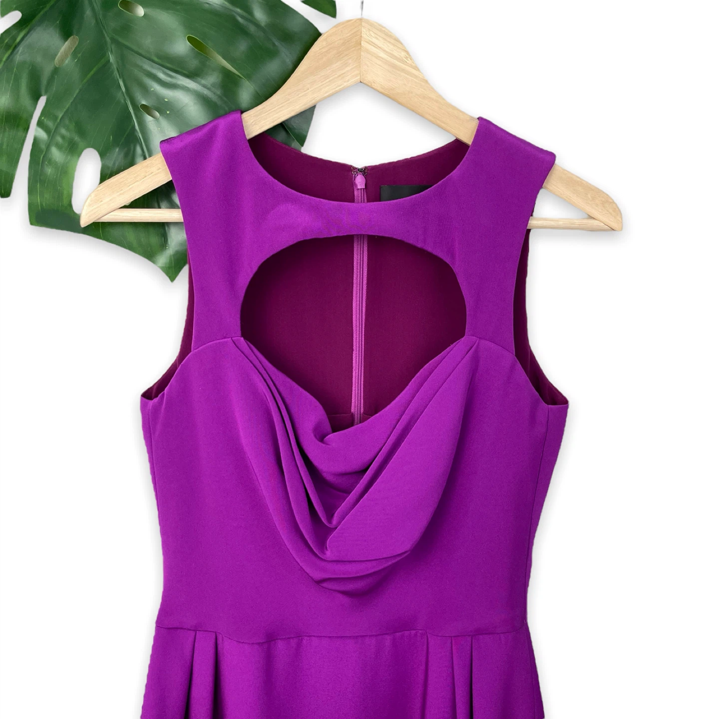 CUSHNIE ET OCHS Draped Silk Cutout Dress in Royal Purple - photo 4