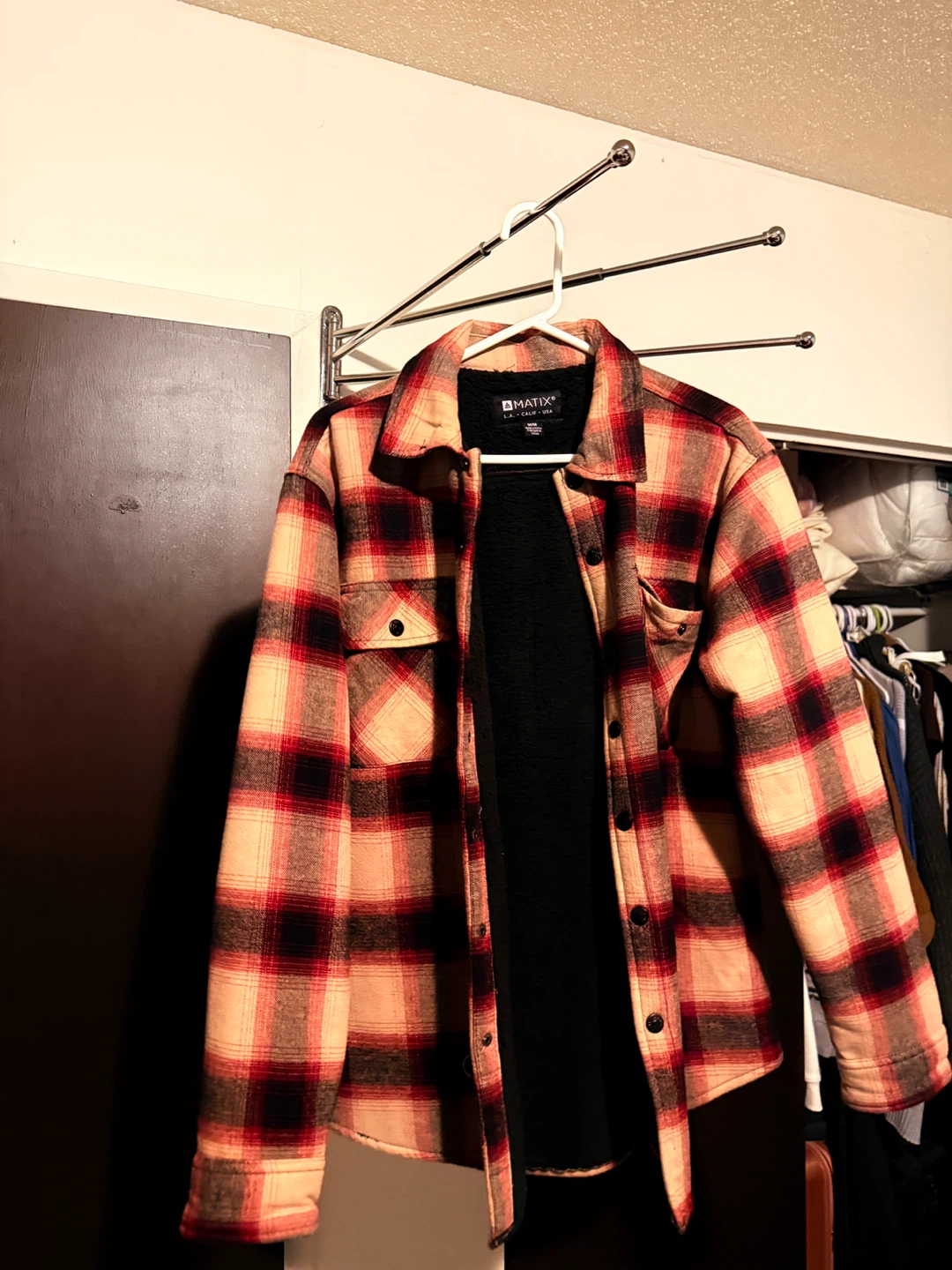 Matix Plaid Sherpa Lined Flannel Shirt Jacket