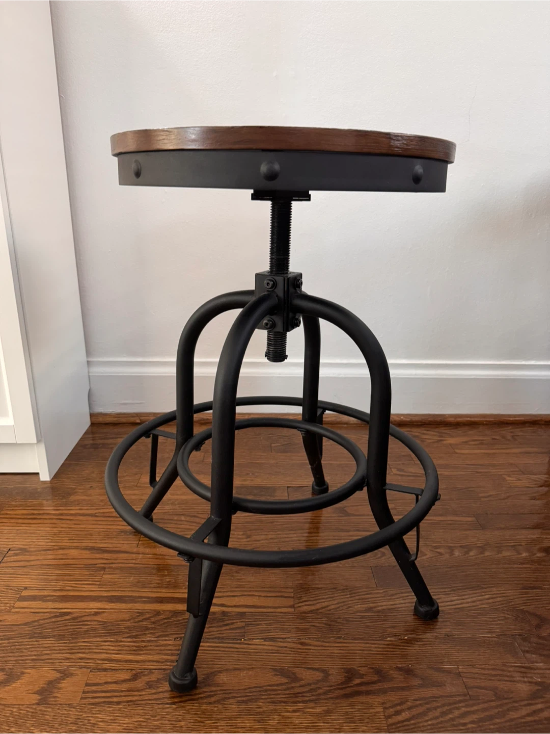 Adjustable Swivel Stool with Wooden Seat (x2)