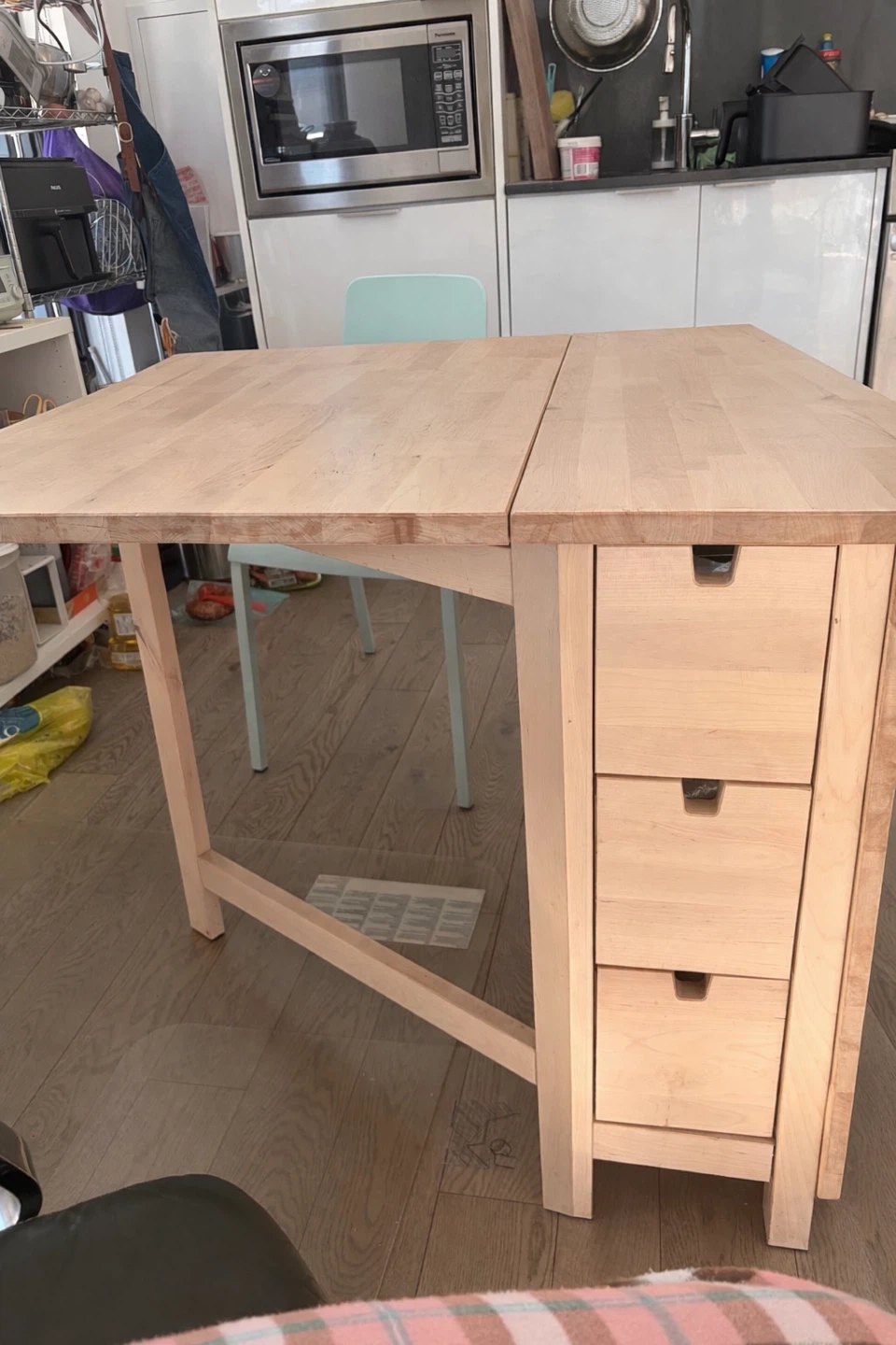 Drop-leaf Kitchen Table with Drawers