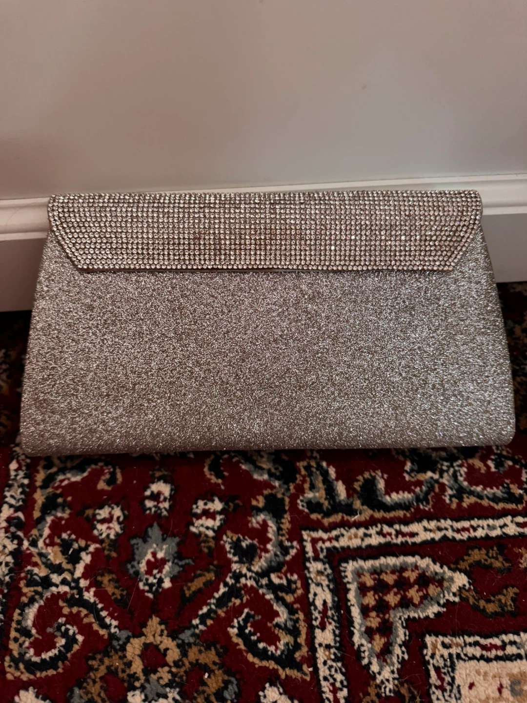Nina New York Silver Glitter Clutch with Rhinestones - photo 2