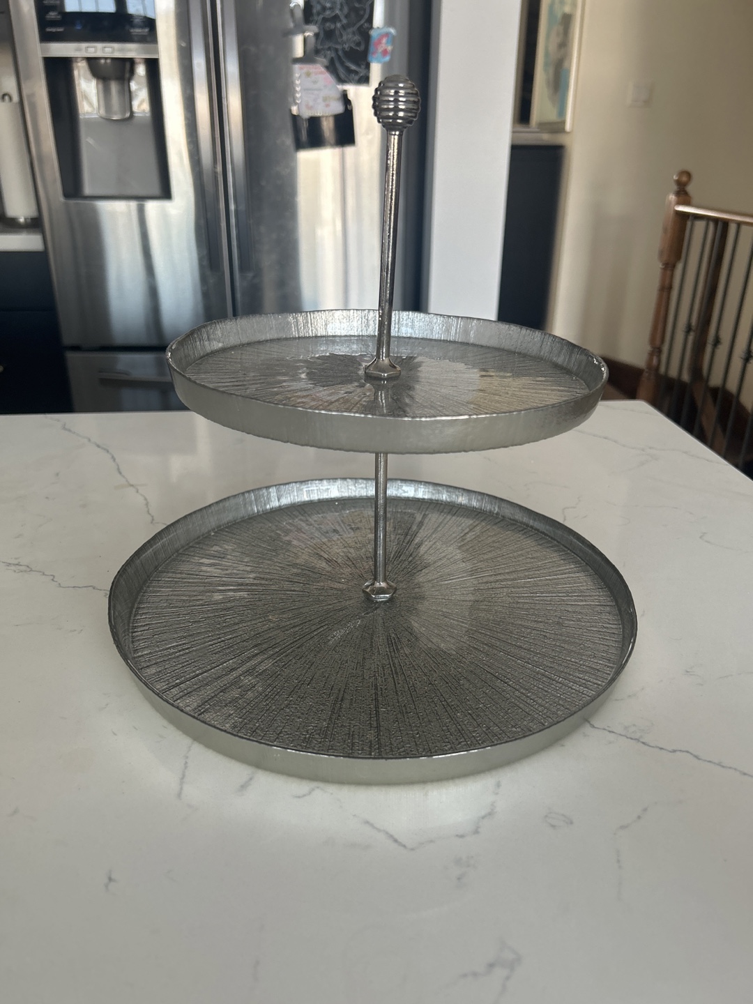 Two-Tiered Gold/Silver/Glass finish Serving Tray - photo 2
