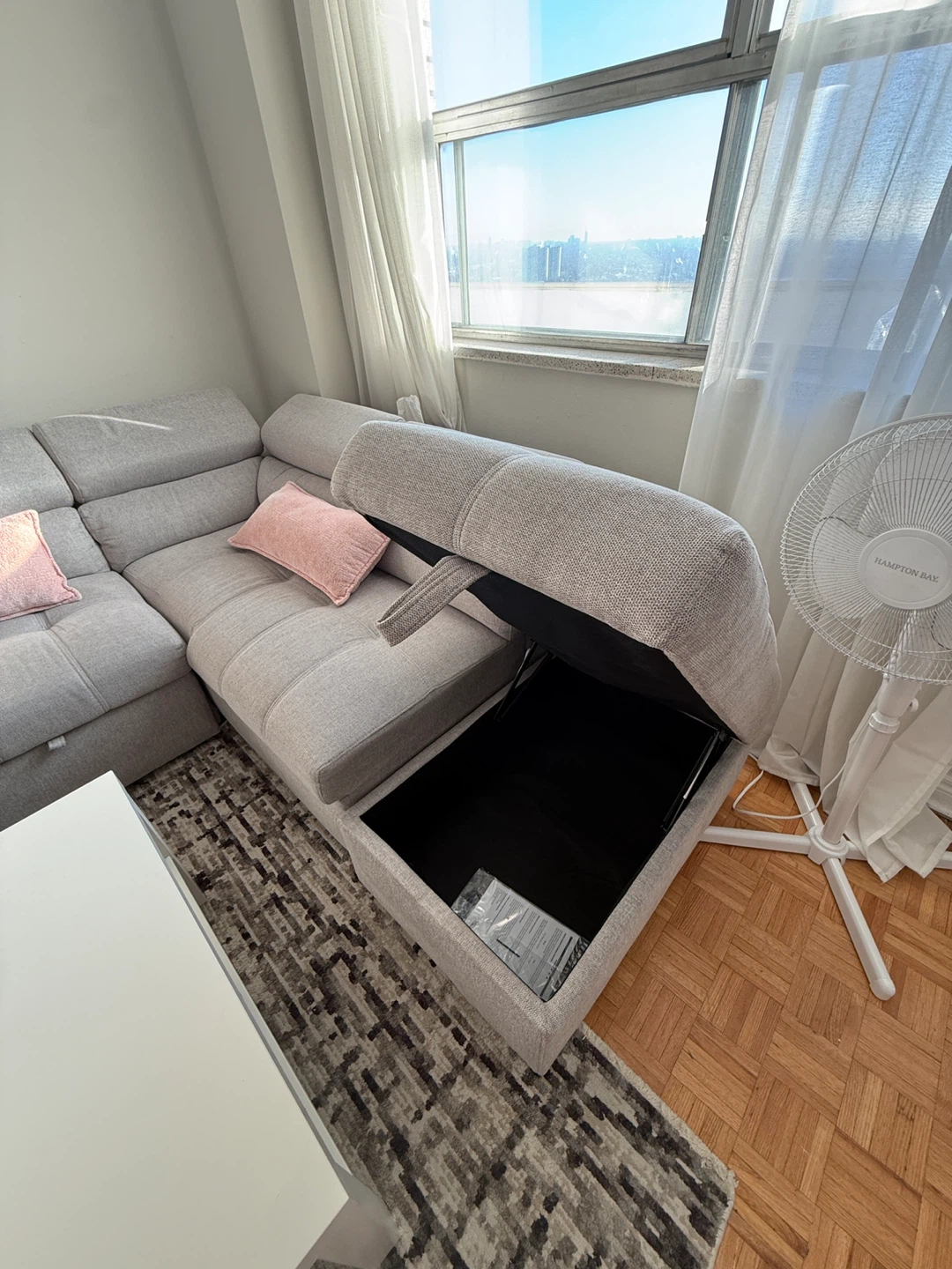 Grey Sectional Sofa with Storage and Pull-out Bed - photo 5