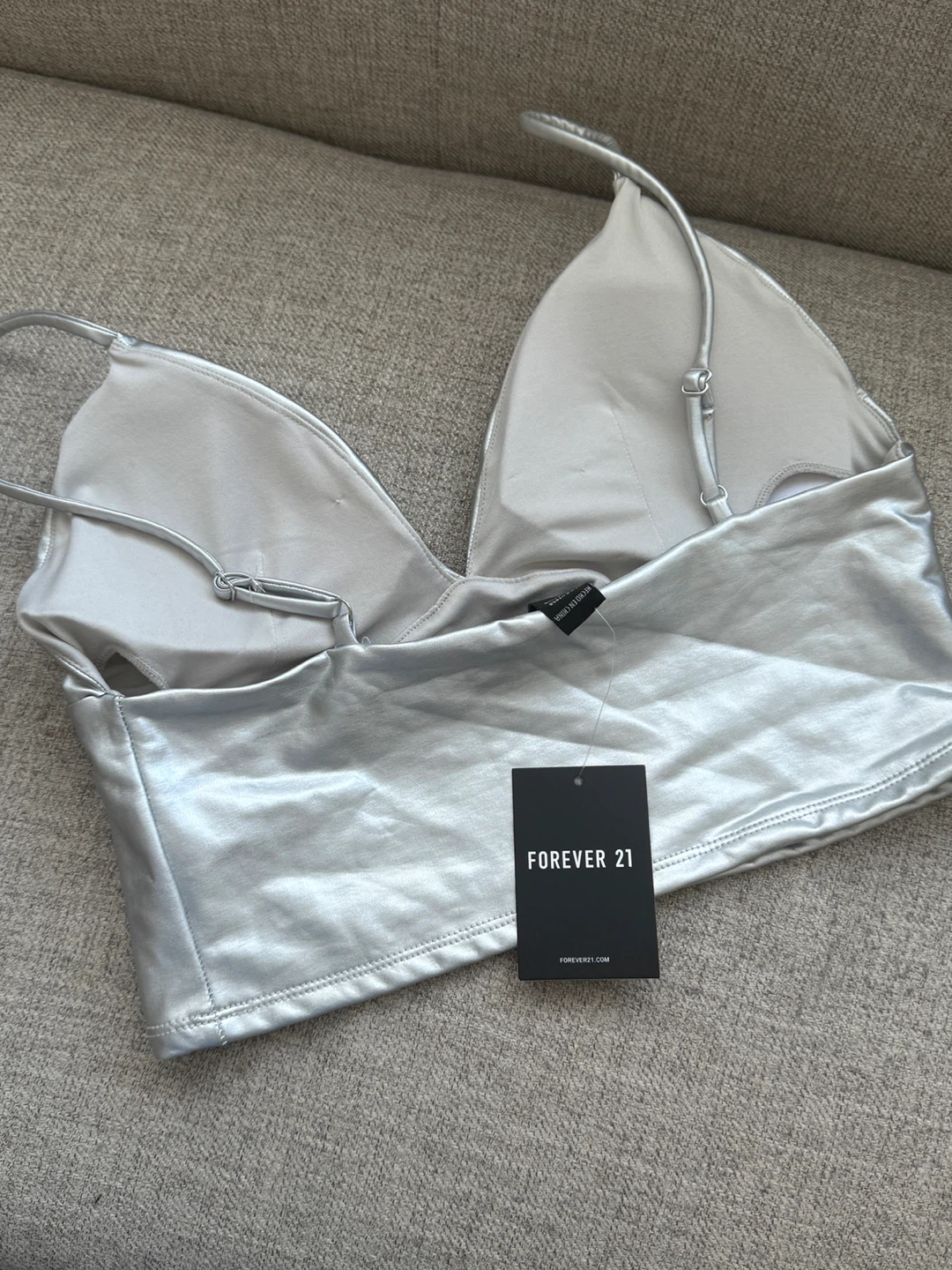 Forever 21 Silver Metallic Cami Top - Size L - photo 2