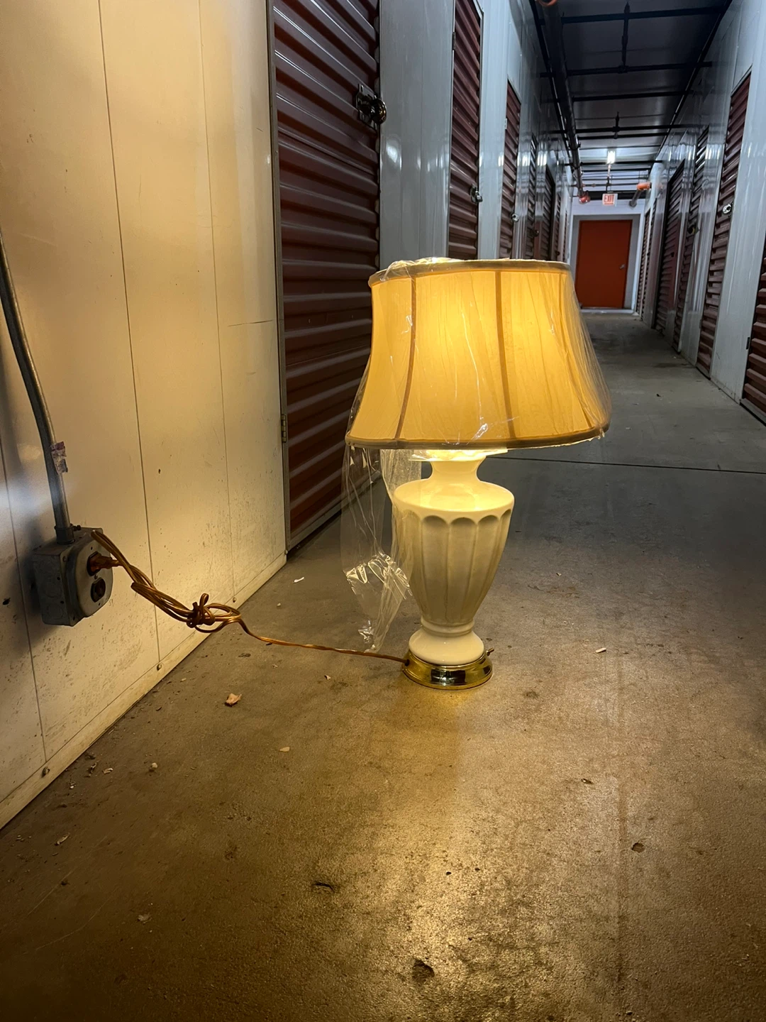 White Ceramic Table Lamp with Cream Shade