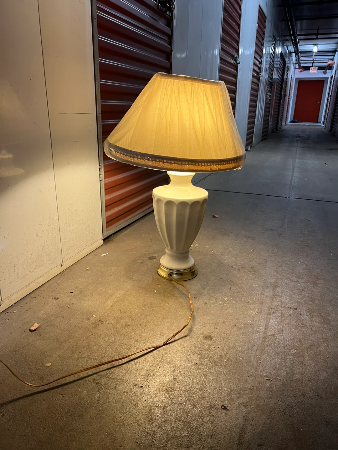 White Table Lamp with Cream Shade