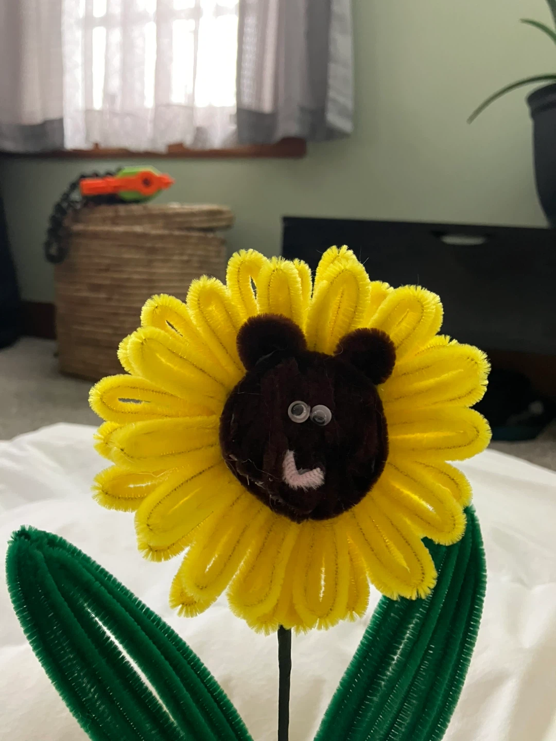 Cute Pipe Cleaner Sunflower Bouquet with Bear Face - photo 4