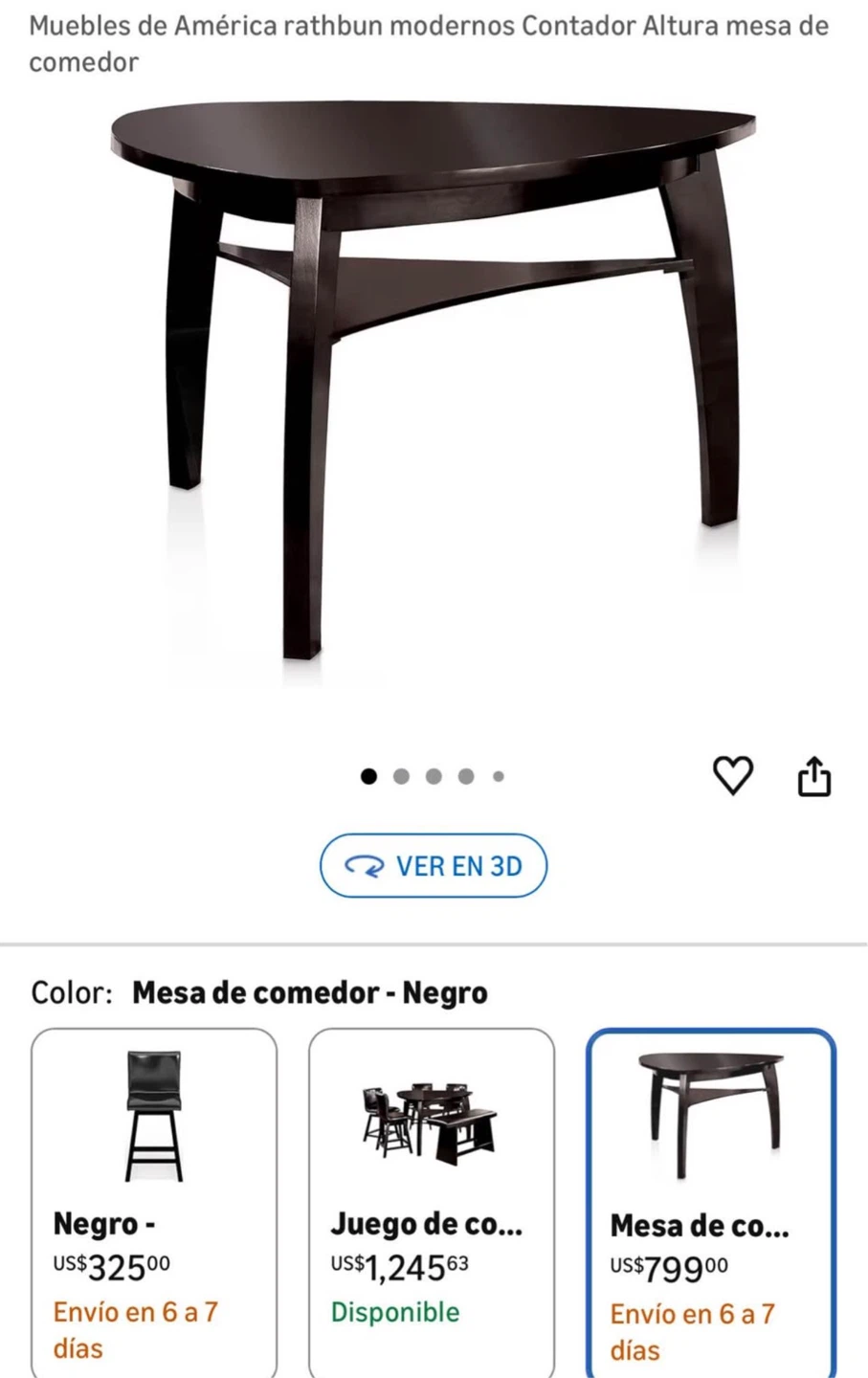 Muebles de América Rathbun Modern Counter Height Dining Table