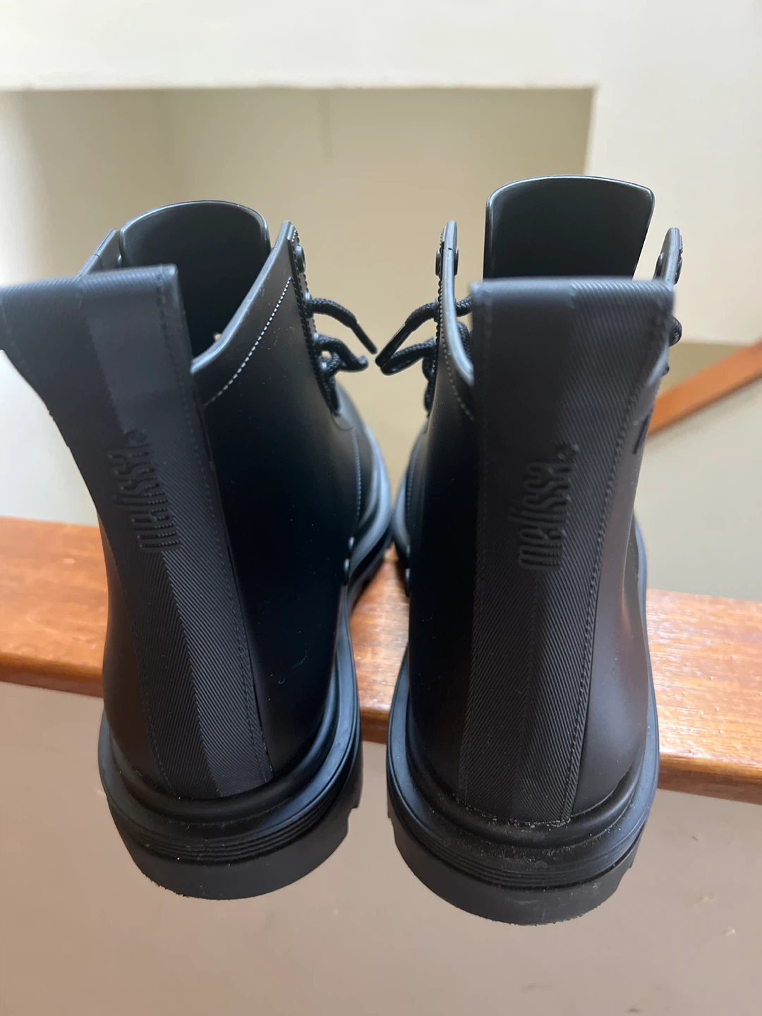 Melissa Black Rubber Lace-Up Combat Boots - photo 3