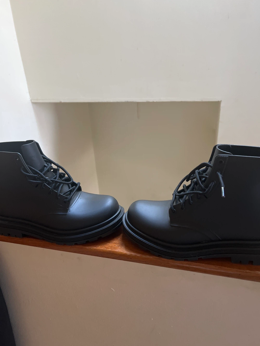 Melissa Black Rubber Lace-Up Combat Boots - photo 2