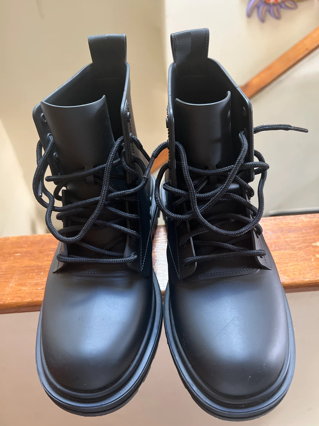Melissa Black Rubber Lace-Up Combat Boots - photo 4
