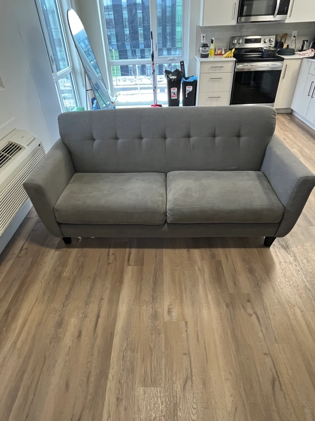 Grey Tufted Sofa - Pickup Downtown