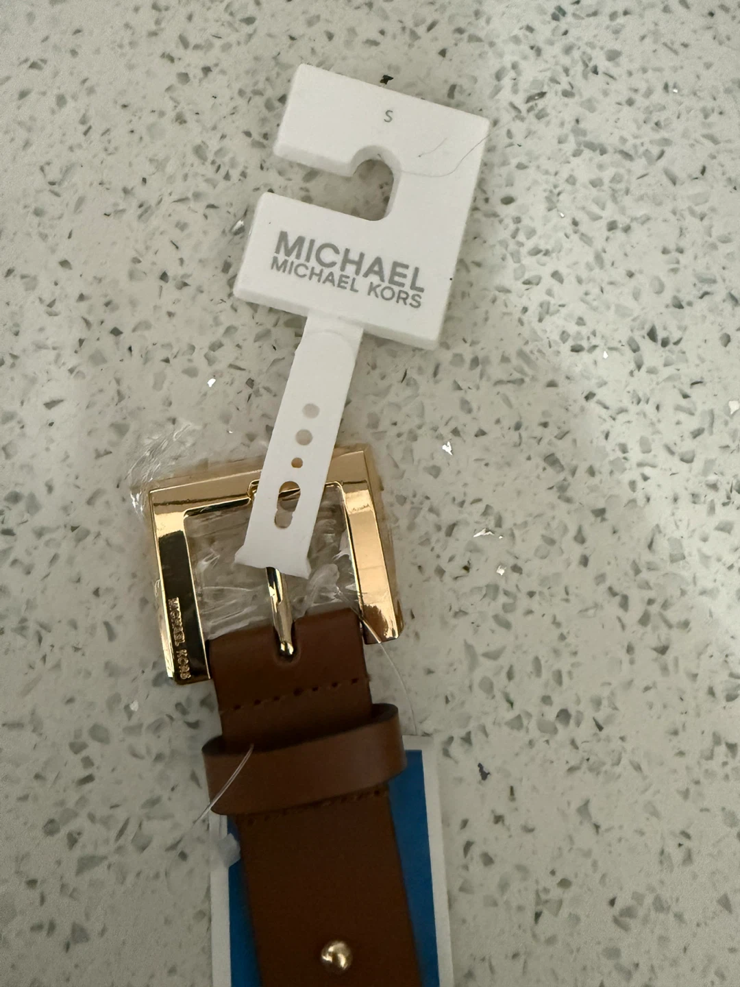 Michael Kors Studded Belt - Brown Leather, Size S - photo 2