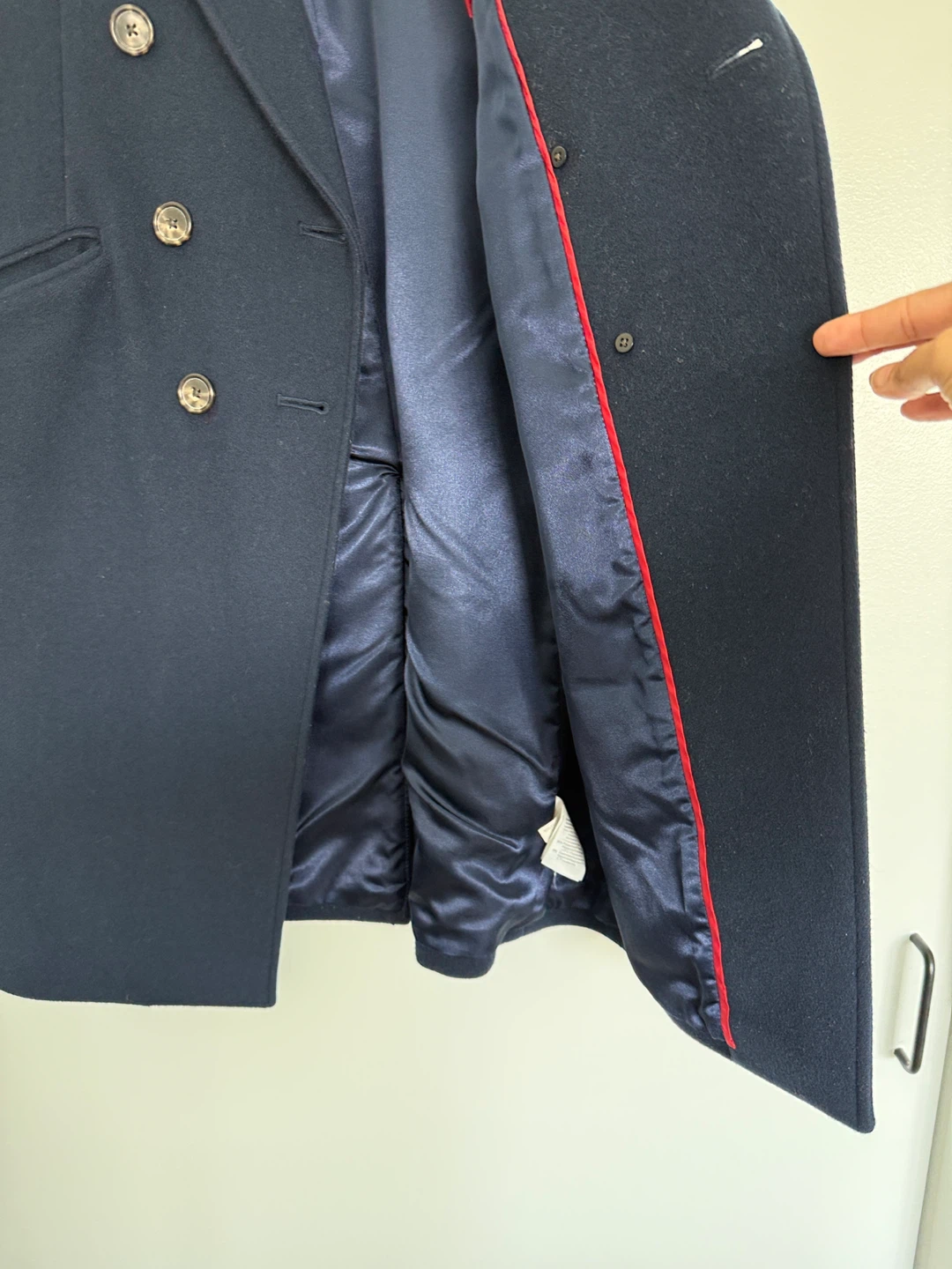 J. Crew Navy Double-Breasted Wool Blend Coat - Size 2P - photo 4