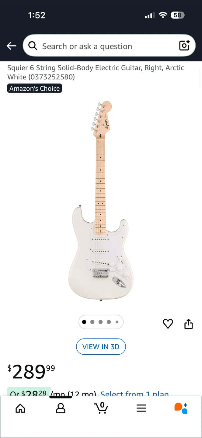Squier 6 Stratocaster Electric Guitar, Arctic White - photo 2