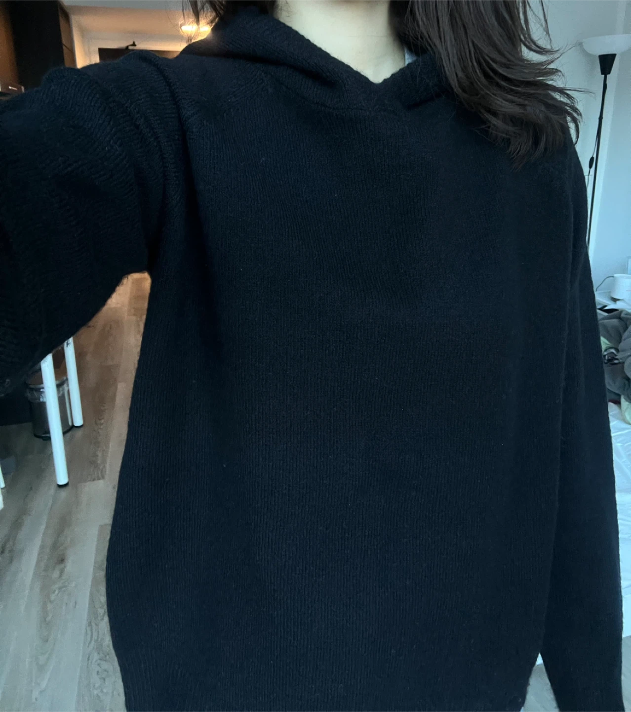Black Knit Hoodie - M size - photo 4