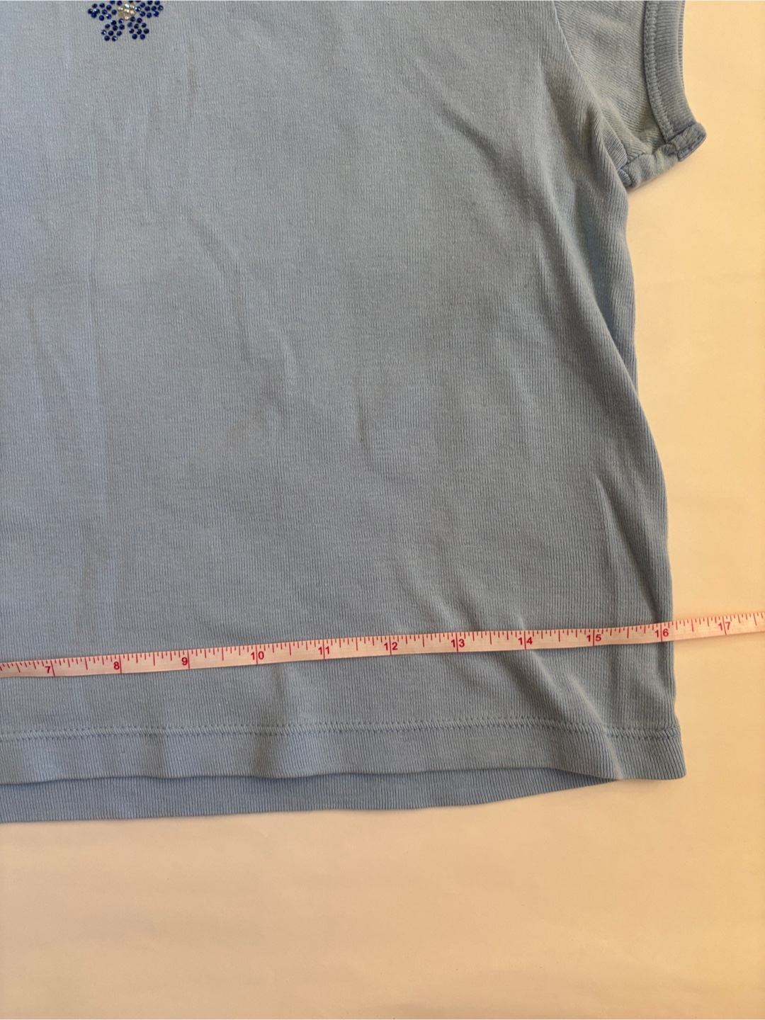 Light Blue baby tee shirt with jewel Flower Design - photo 3