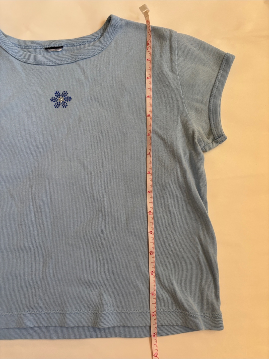 Light Blue baby tee shirt with jewel Flower Design - photo 2