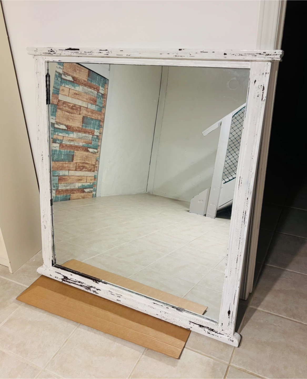 Distressed White Wall Mirror