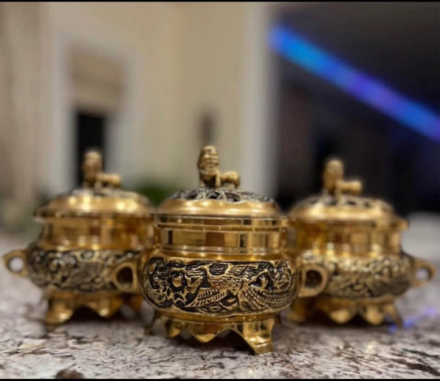 Gold Incense Burner Censer with Lid. Each - photo 2