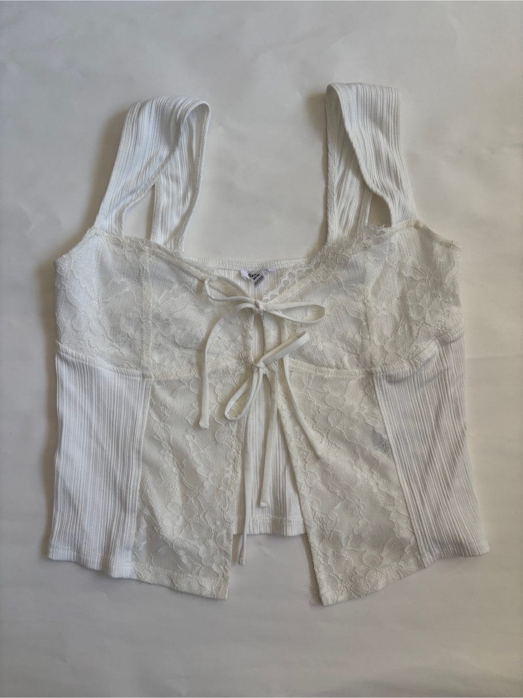 Garage White Lace Trim Corset Tank Top M/M